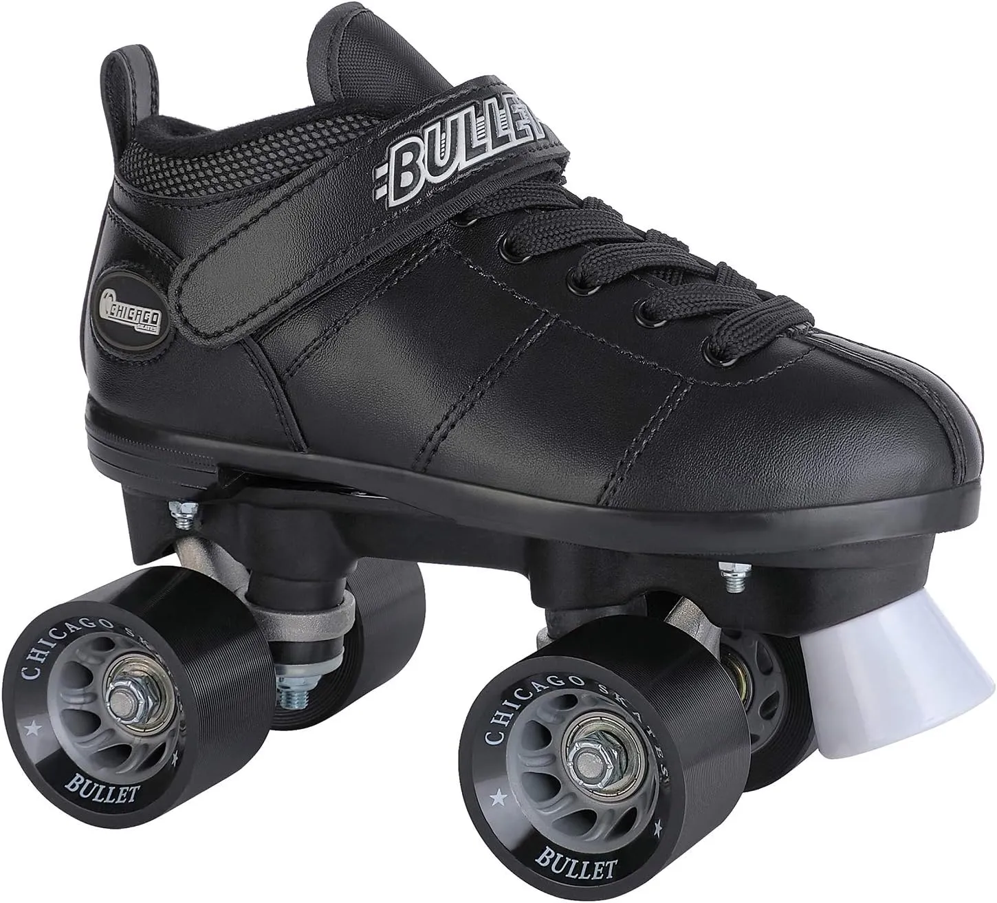 CHICAGO Bullet Speed Roller Skate for Men, 62mm Urethane Wheels, ABEC-1 Bearings, Lace-Up Vinyl Boot, Black – Indoor/Outdoor Racing Skates
