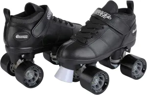 CHICAGO Bullet Speed Roller Skate for Men, 62mm Urethane Wheels, ABEC-1 Bearings, Lace-Up Vinyl Boot, Black – Indoor/Outdoor Racing Skates