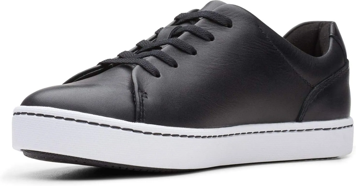Clarks Women's Pawley Springs Sneaker, Black Leather, 6.5