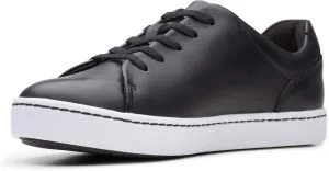 Clarks Women's Pawley Springs Sneaker, Black Leather, 6.5