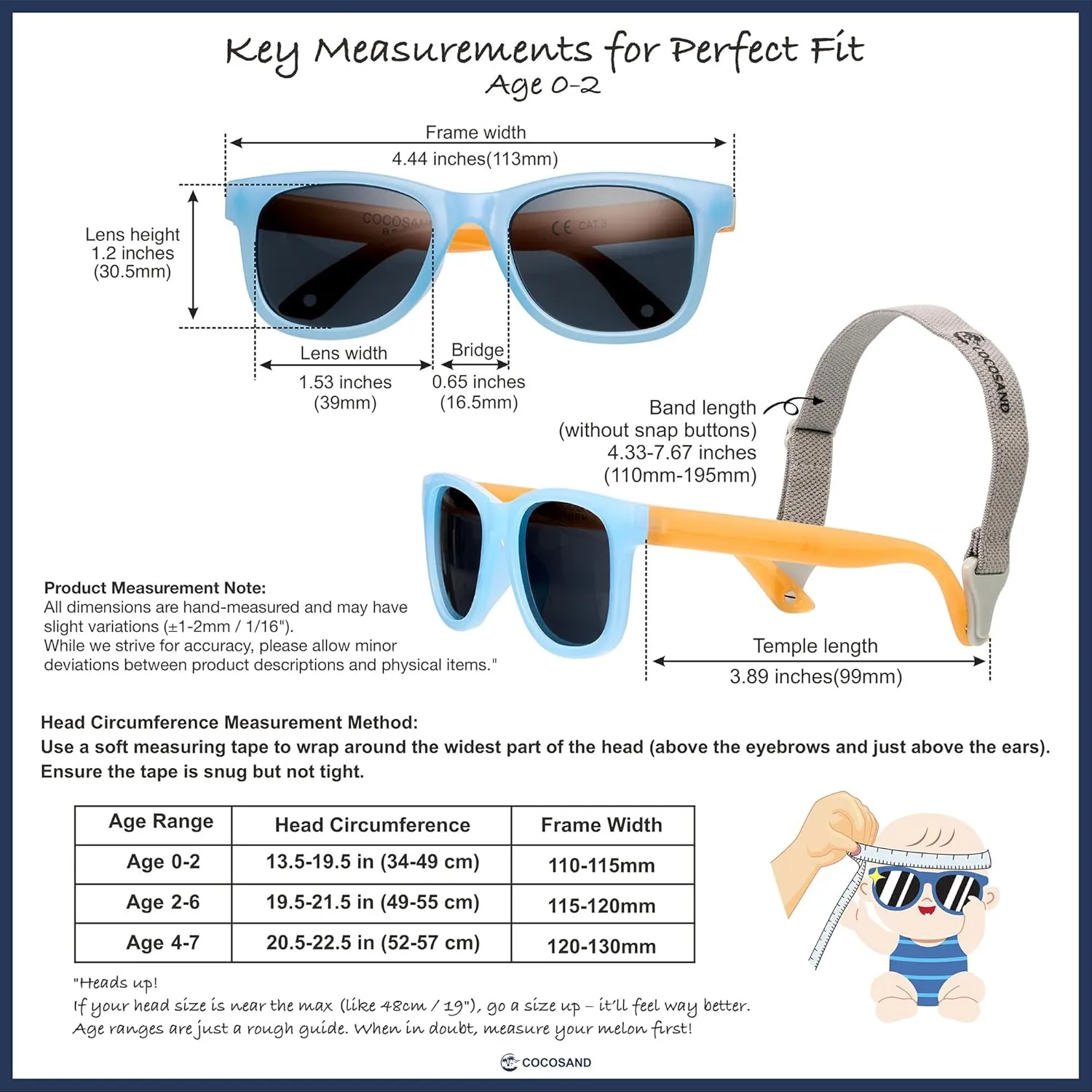 COCOSAND Flexible Polarized Baby Sunglasses with Strap UV Protection for Toddler Infant Girl Boy Age 0-24 Months