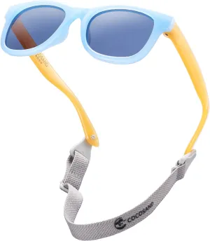 COCOSAND Flexible Polarized Baby Sunglasses with Strap UV Protection for Toddler Infant Girl Boy Age 0-24 Months