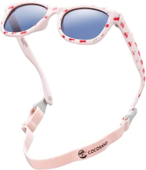 COCOSAND Flexible Polarized Baby Sunglasses with Strap UV Protection for Toddler Infant Girl Boy Age 0-24 Months