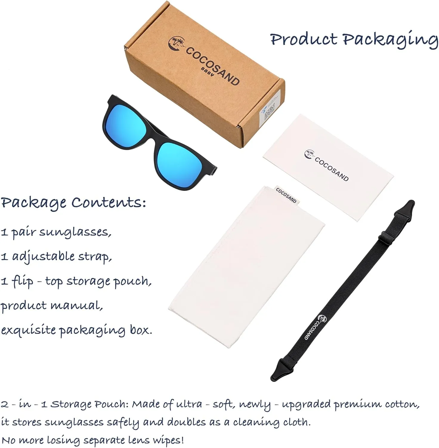 COCOSAND Flexible Polarized Baby Sunglasses with Strap UV Protection for Toddler Infant Girl Boy Age 0-24 Months