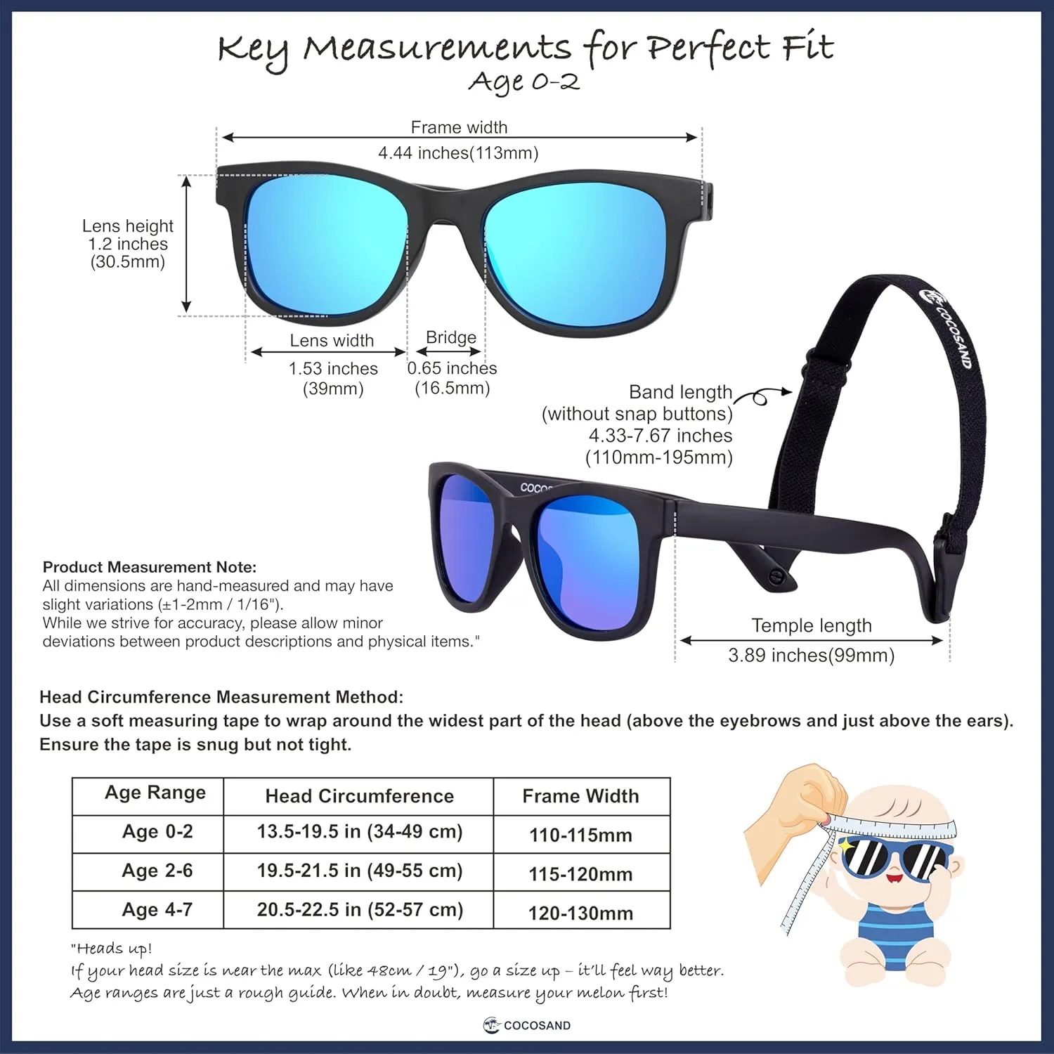 COCOSAND Flexible Polarized Baby Sunglasses with Strap UV Protection for Toddler Infant Girl Boy Age 0-24 Months