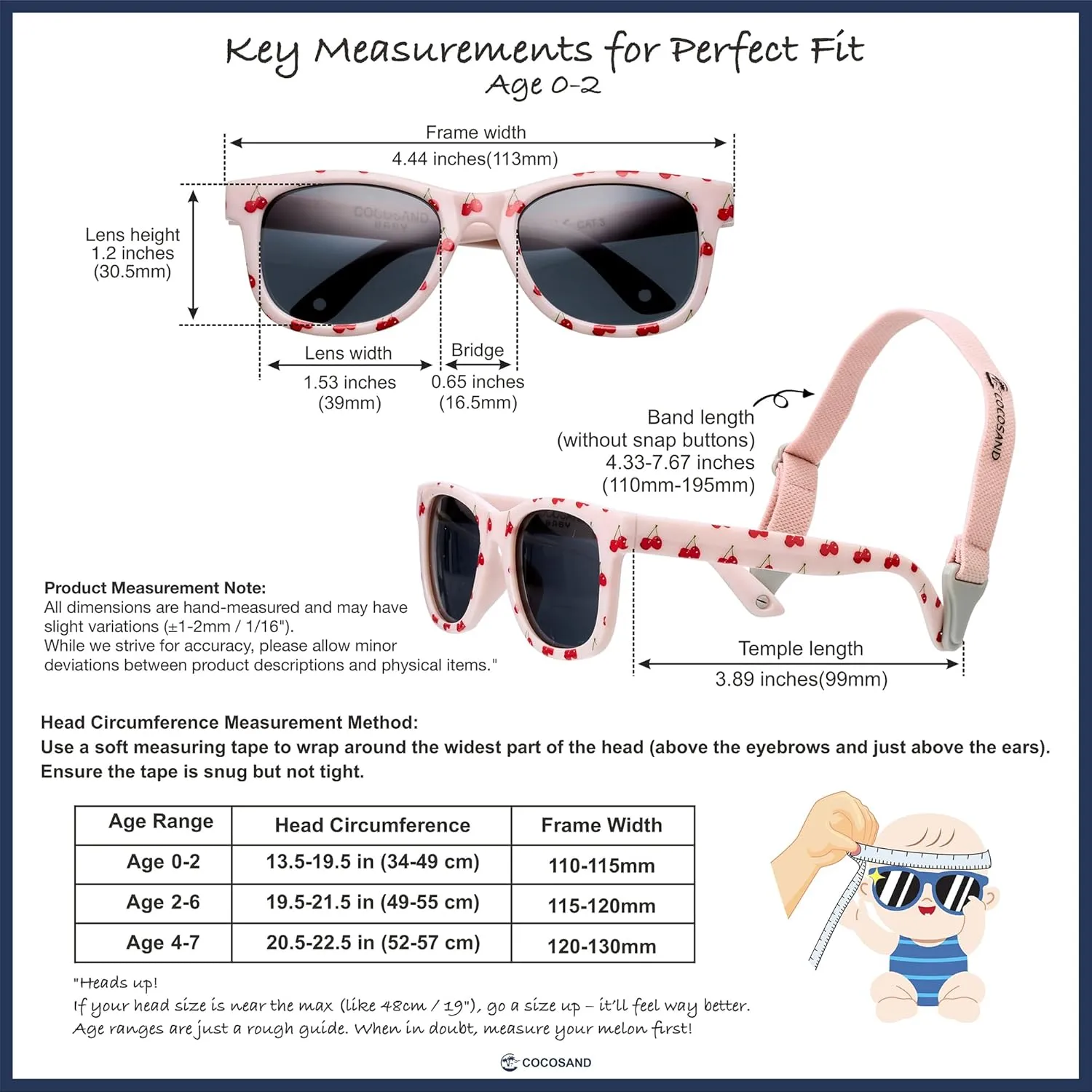 COCOSAND Flexible Polarized Baby Sunglasses with Strap UV Protection for Toddler Infant Girl Boy Age 0-24 Months
