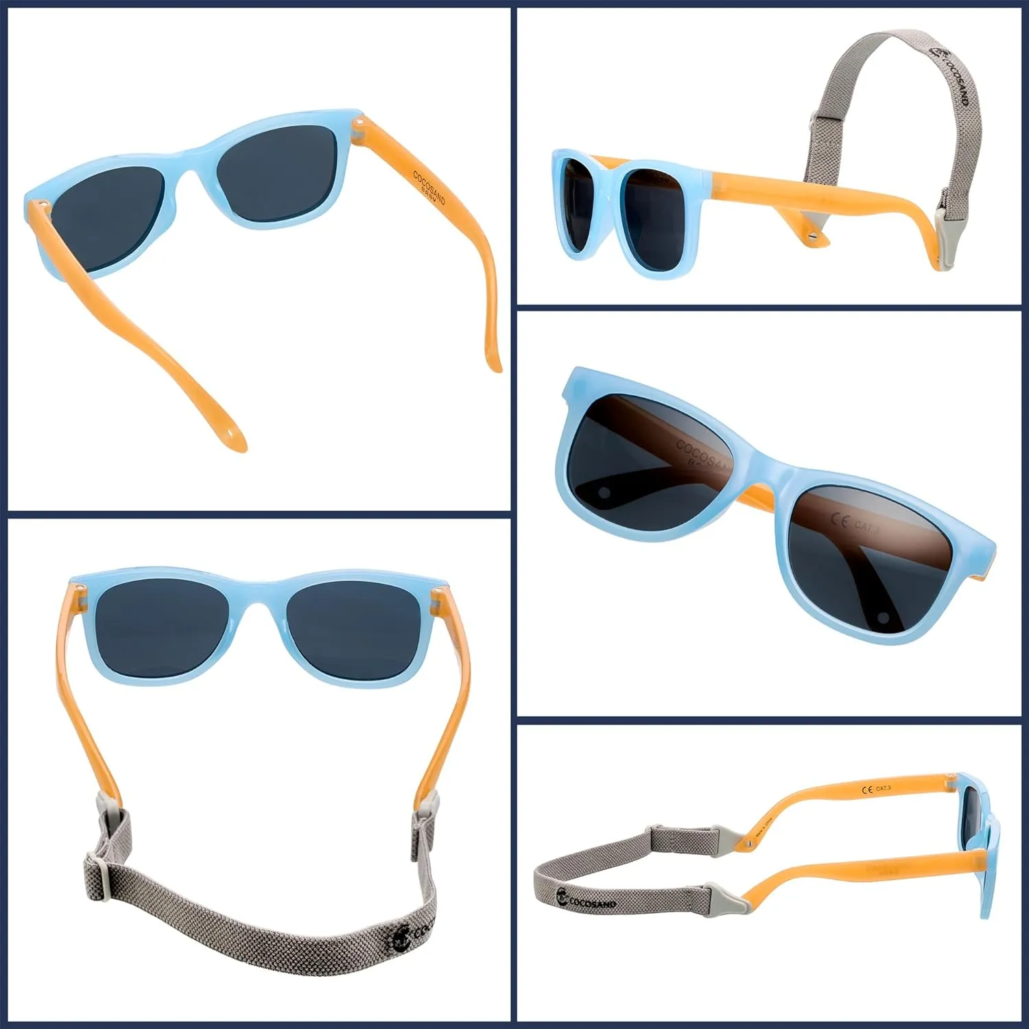 COCOSAND Flexible Polarized Baby Sunglasses with Strap UV Protection for Toddler Infant Girl Boy Age 0-24 Months