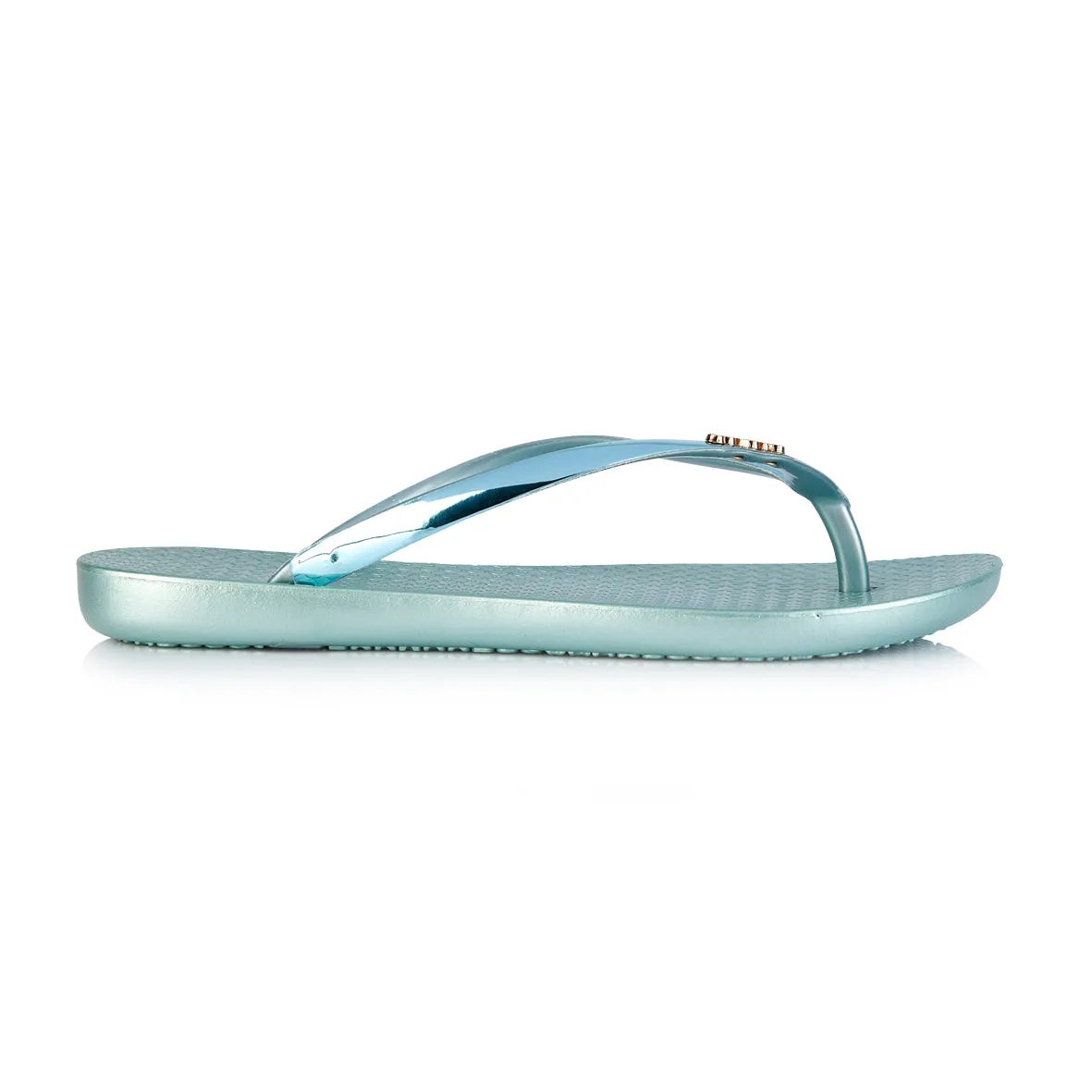 Coloko Dahlia Chrome Metallic Green Ergonomic Footbed Flip Flops