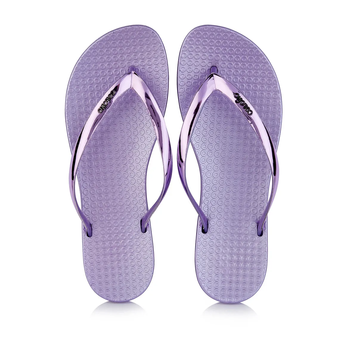 Coloko Dahlia Chrome Metallic Purple Ergonomic Footbed Flip Flops