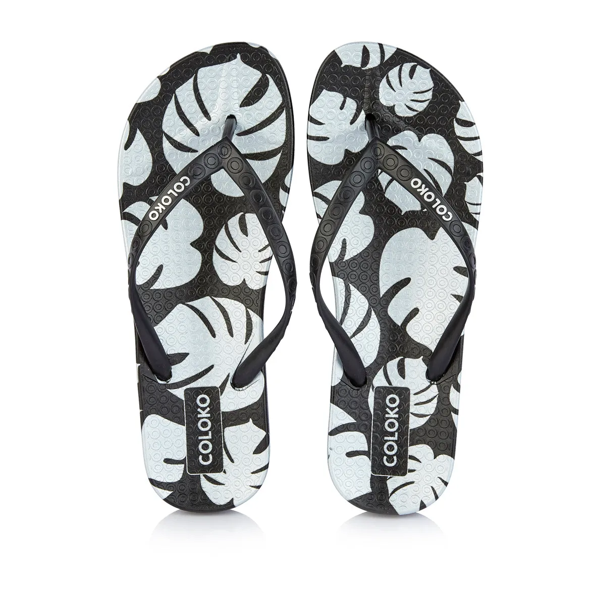 Coloko Hibiscus Pretty Blue Floral Ergonomic Footbed Flip Flops