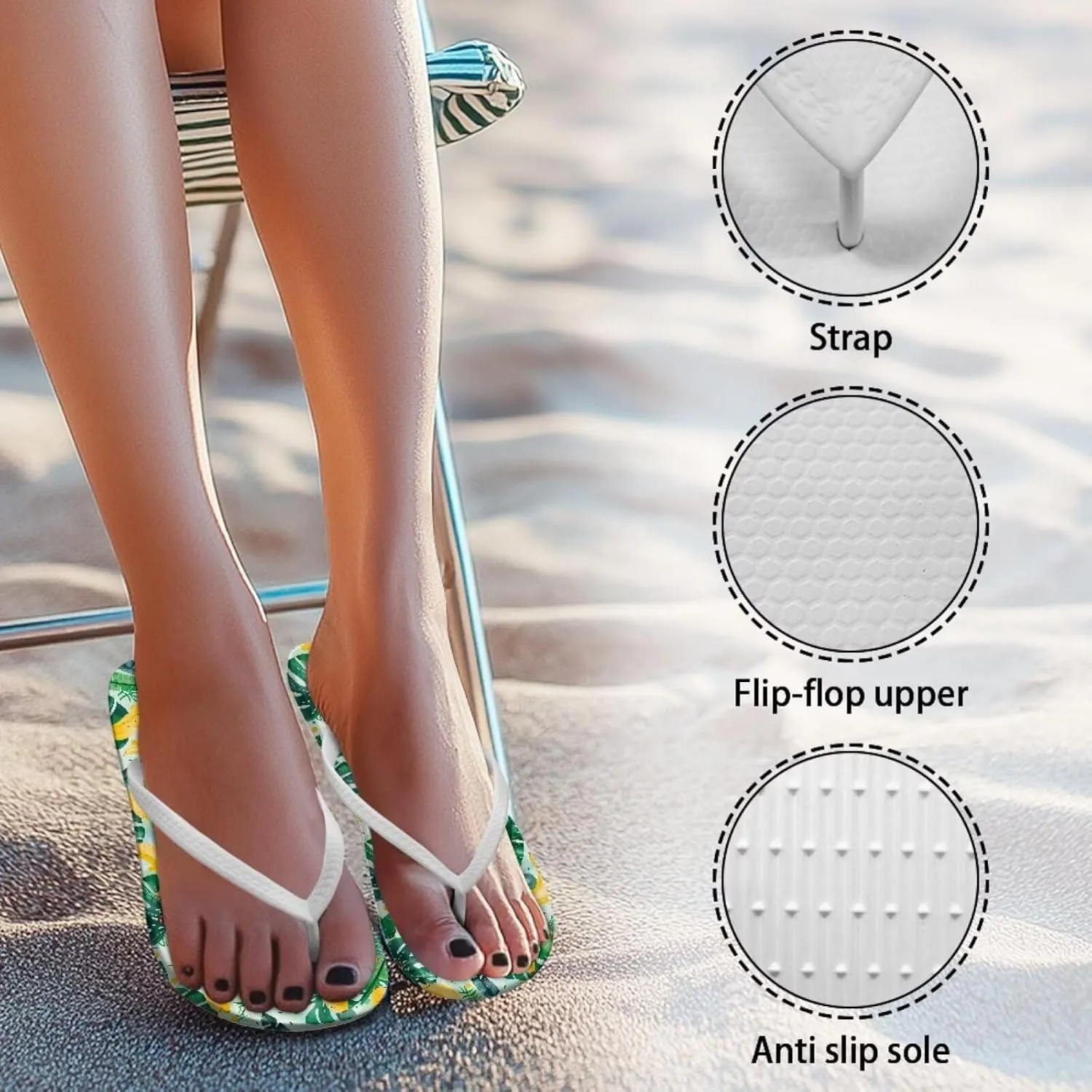 Coloranimal Flip Flops for Women Sandals Women Comfortable Womens Flip Flops House Slippers Beach Sandals Water Resistant Shower Shoes