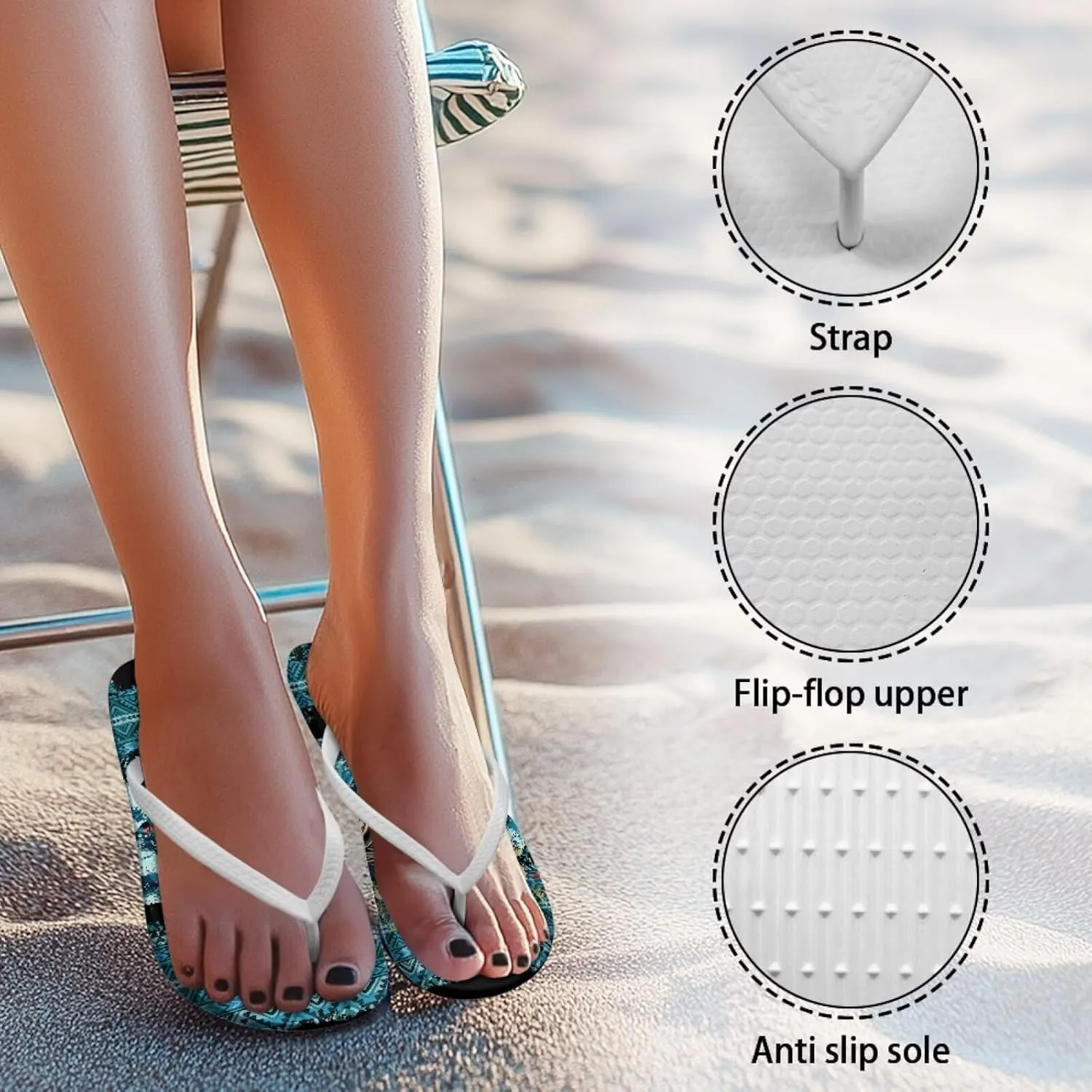 Coloranimal Womens Flip Flops Summer Beach Sandals Non Slip Flip Flops Thong Sandals for Women Lightweight Ladies Slip On Summer Slippers