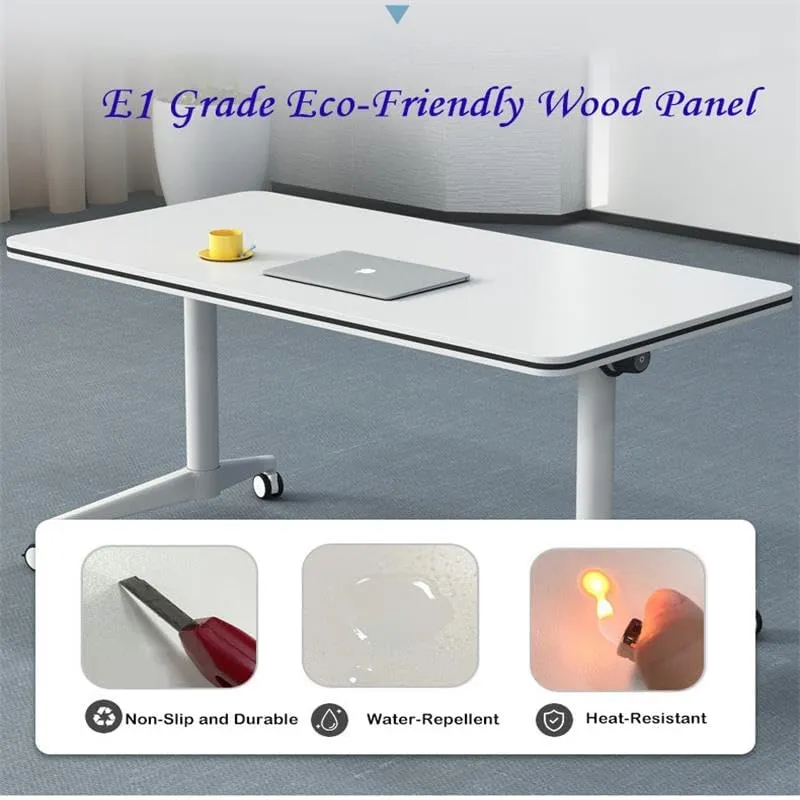 Conference Table, Foldable Conference Room Tables with Silent Wheels,Flip-Top Design Mobile and Versatile for Workstations, Conference Rooms, and Home Offices (Gray, 55.1x23.6x29.5)