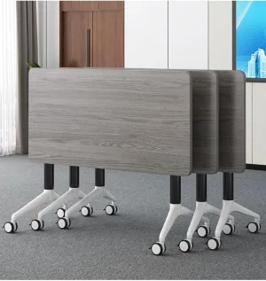 Conference Table, Foldable Conference Room Tables with Silent Wheels,Flip-Top Design Mobile and Versatile for Workstations, Conference Rooms, and Home Offices (Gray, 55.1x23.6x29.5)