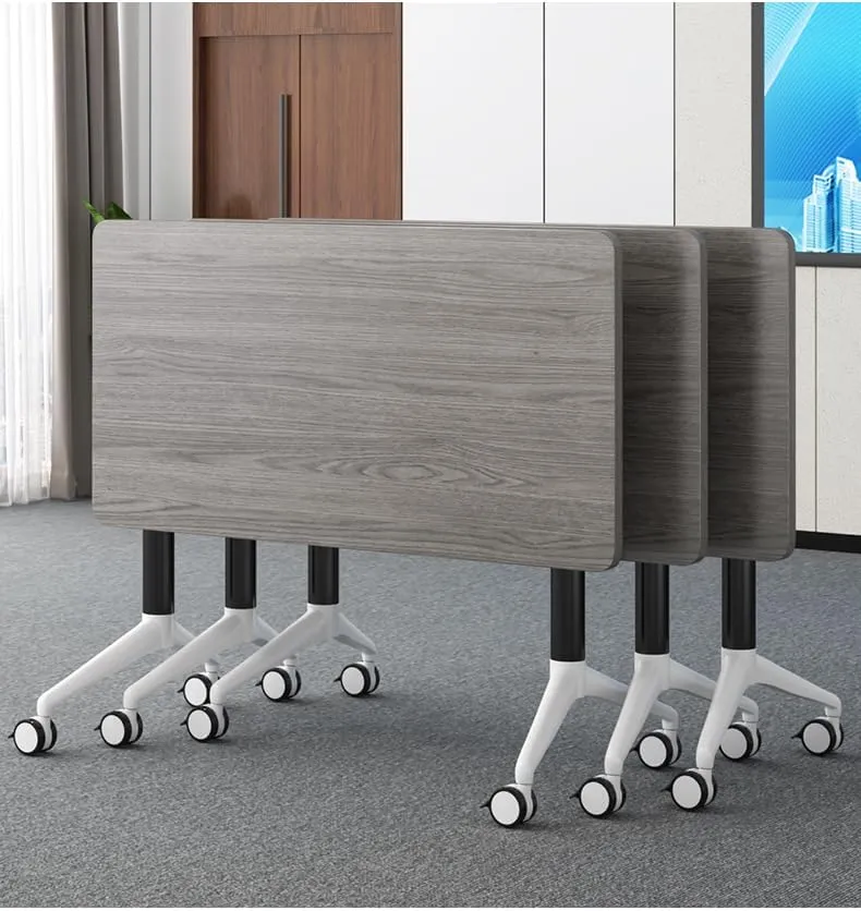 Conference Table, Foldable Conference Room Tables with Silent Wheels,Flip-Top Design Mobile and Versatile for Workstations, Conference Rooms, and Home Offices (Gray, 55.1x23.6x29.5)