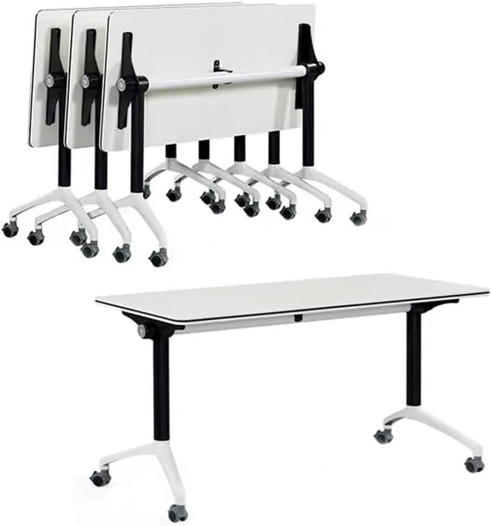 Conference Table, Foldable Conference Room Tables with Silent Wheels,Flip-Top Design Mobile and Versatile for Workstations, Conference Rooms, and Home Offices (Gray, 55.1x23.6x29.5)