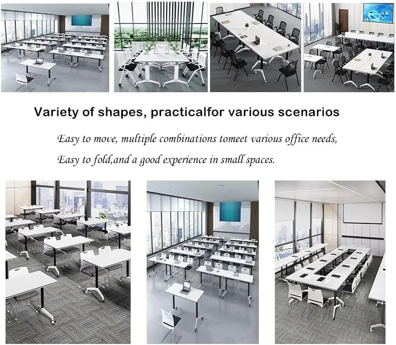 Conference Table, Foldable Conference Room Tables with Silent Wheels,Flip-Top Design Mobile and Versatile for Workstations, Conference Rooms, and Home Offices (Gray, 55.1x23.6x29.5)