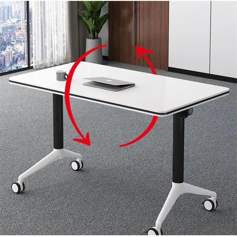 Conference Table, Foldable Conference Room Tables with Silent Wheels,Flip-Top Design Mobile and Versatile for Workstations, Conference Rooms, and Home Offices (Gray, 55.1x23.6x29.5)