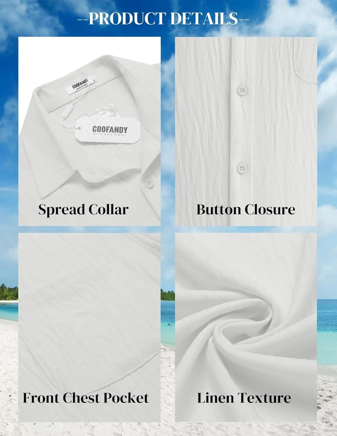COOFANDY Mens Button Down Short Sleeve Shirts Casual Textured Shirt with Pocket Summer Beach Wedding Shirts