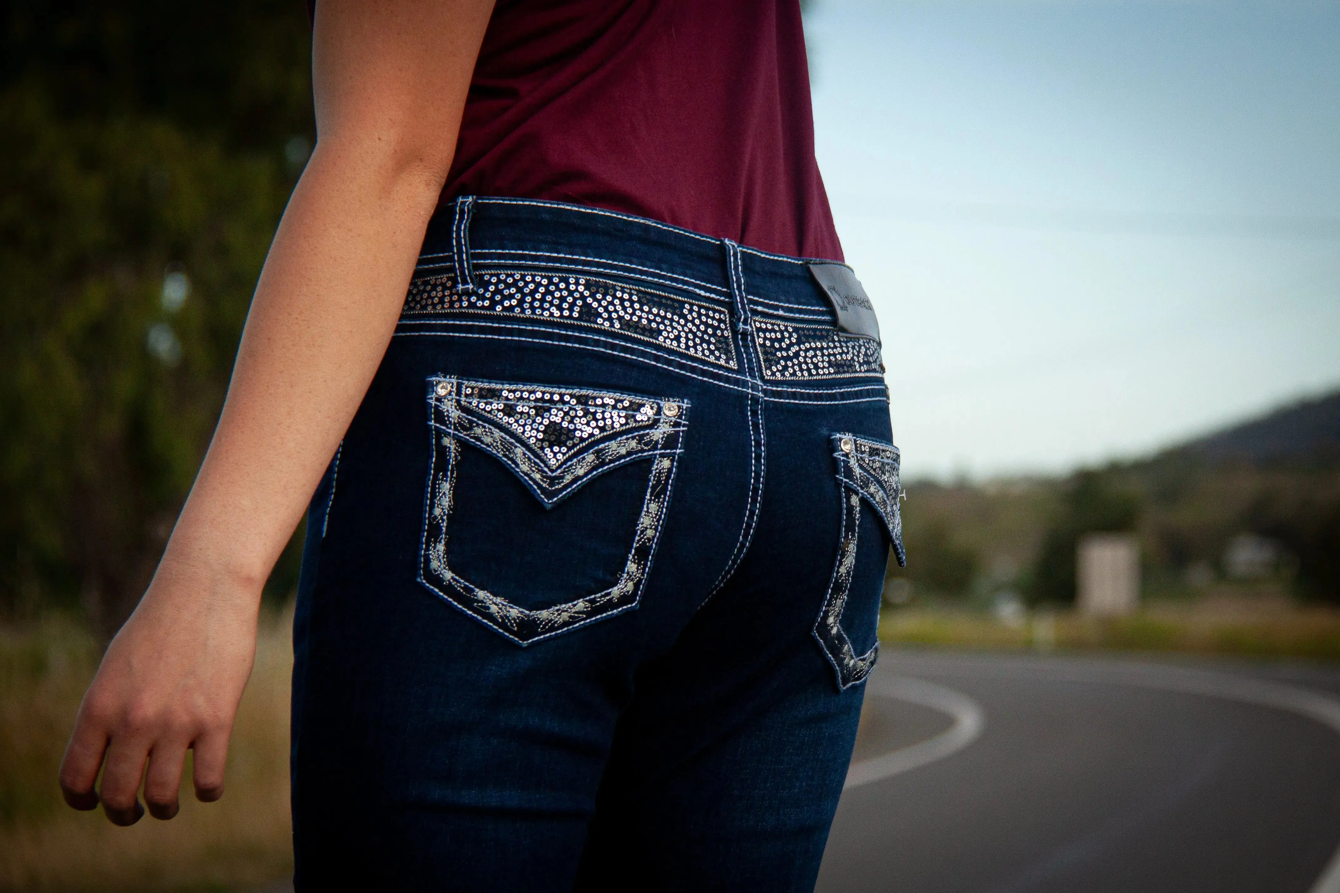 Crystal Mid-Rise Boot-Cut Western Jeans
