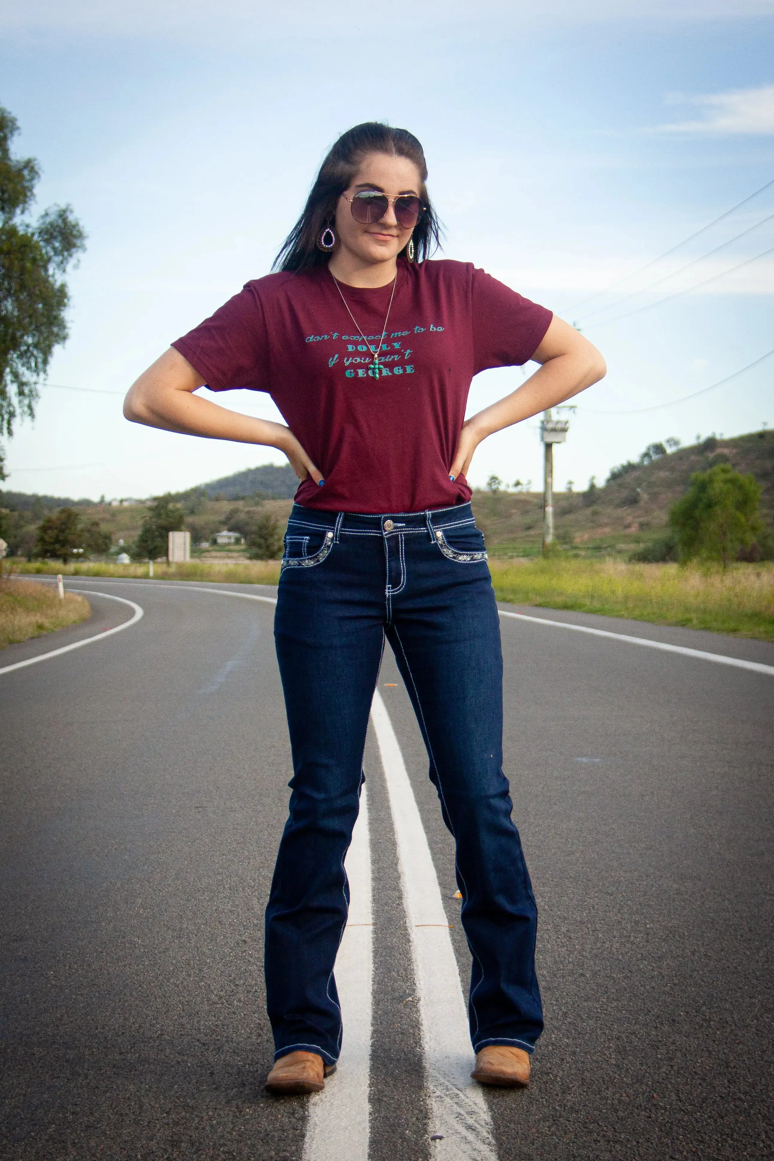 Crystal Mid-Rise Boot-Cut Western Jeans