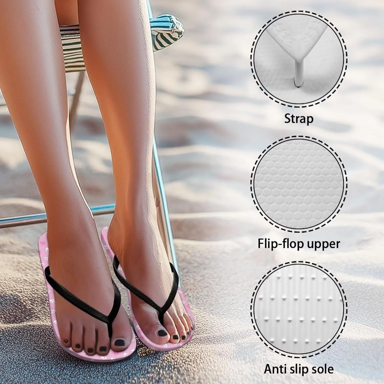 Cushion Breeze Women's Flip Flop Fashion House Soft Cushion Footbed Arch Support Fashion Summer Shoes Black Sole Size US 5.5-9.5
