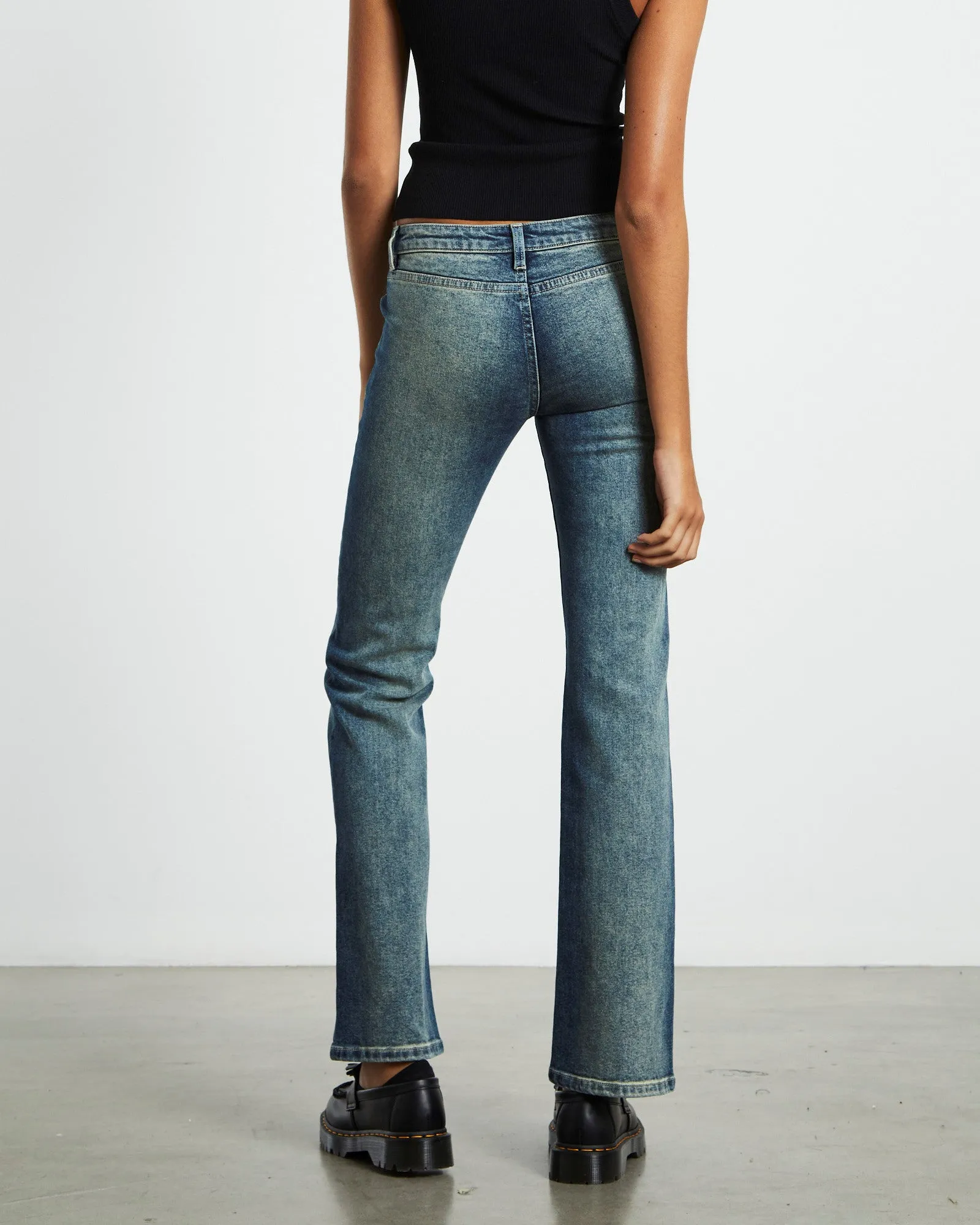 Cyndi Low Rise Boot Cut Jeans Blue