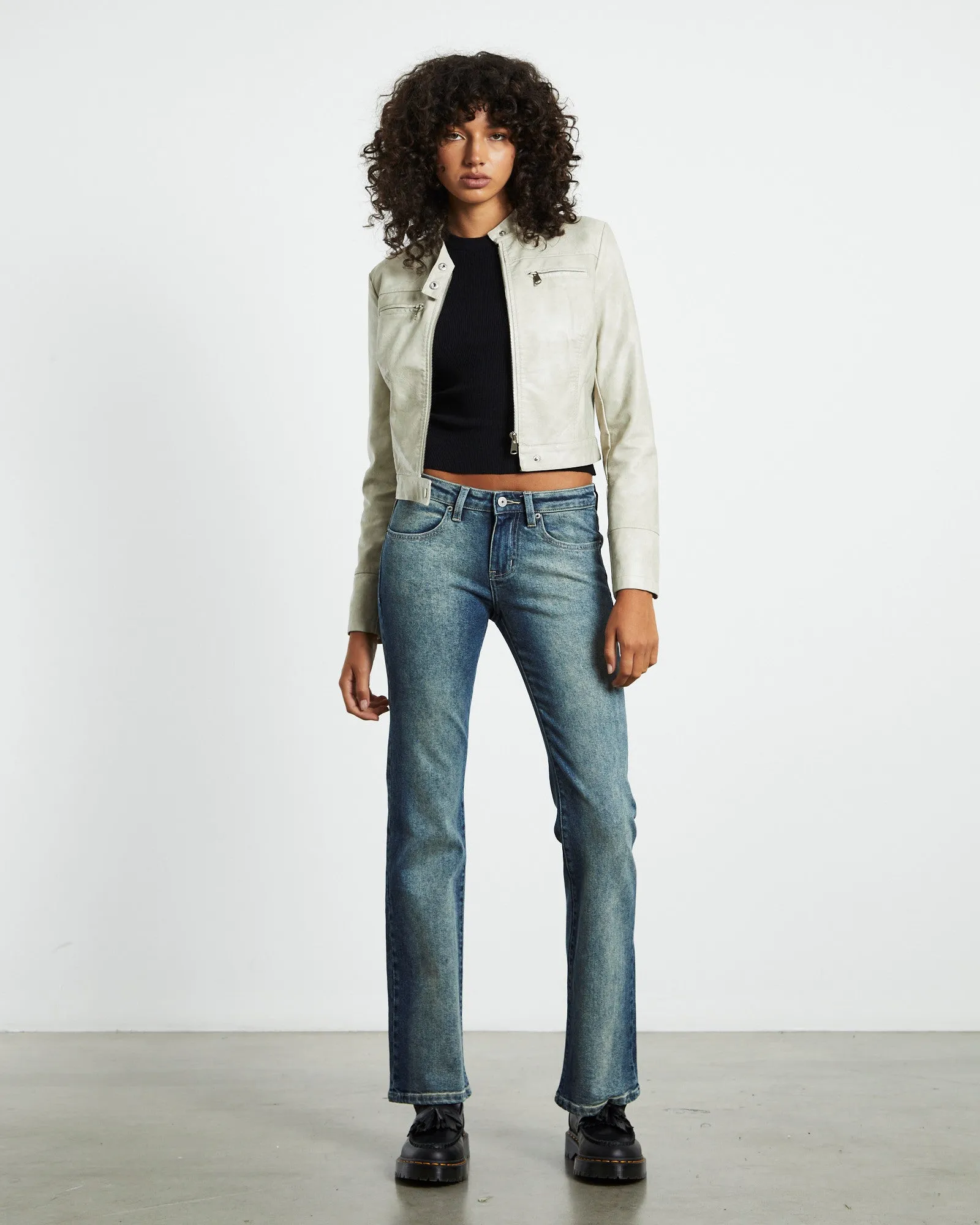 Cyndi Low Rise Boot Cut Jeans Blue