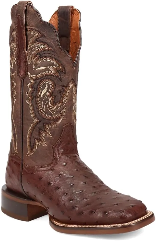Dan Post Boots Womens Kylo Embroidered Square Toe Pull On Casual Boots Mid Calf Low Heel 1-2" - Brown