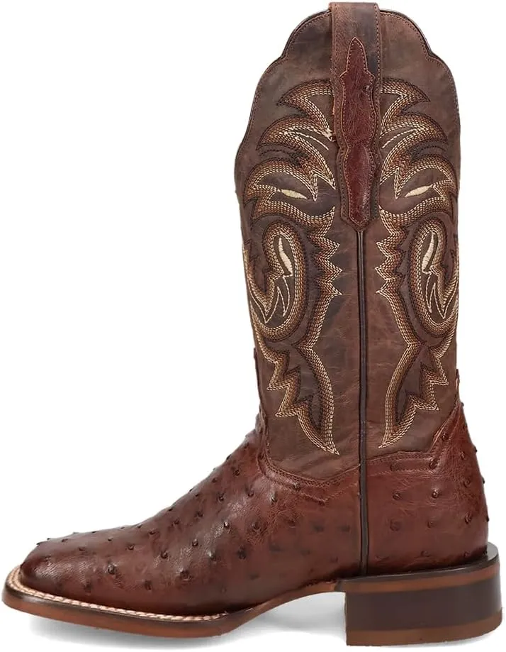 Dan Post Boots Womens Kylo Embroidered Square Toe Pull On Casual Boots Mid Calf Low Heel 1-2" - Brown