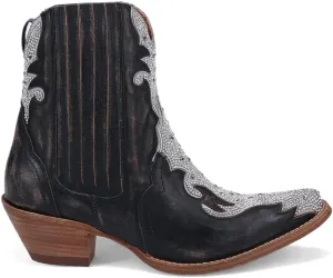 Dan Post Womens Crystal Snip Toe Casual Boots Ankle Low Heel 1-2" - Black