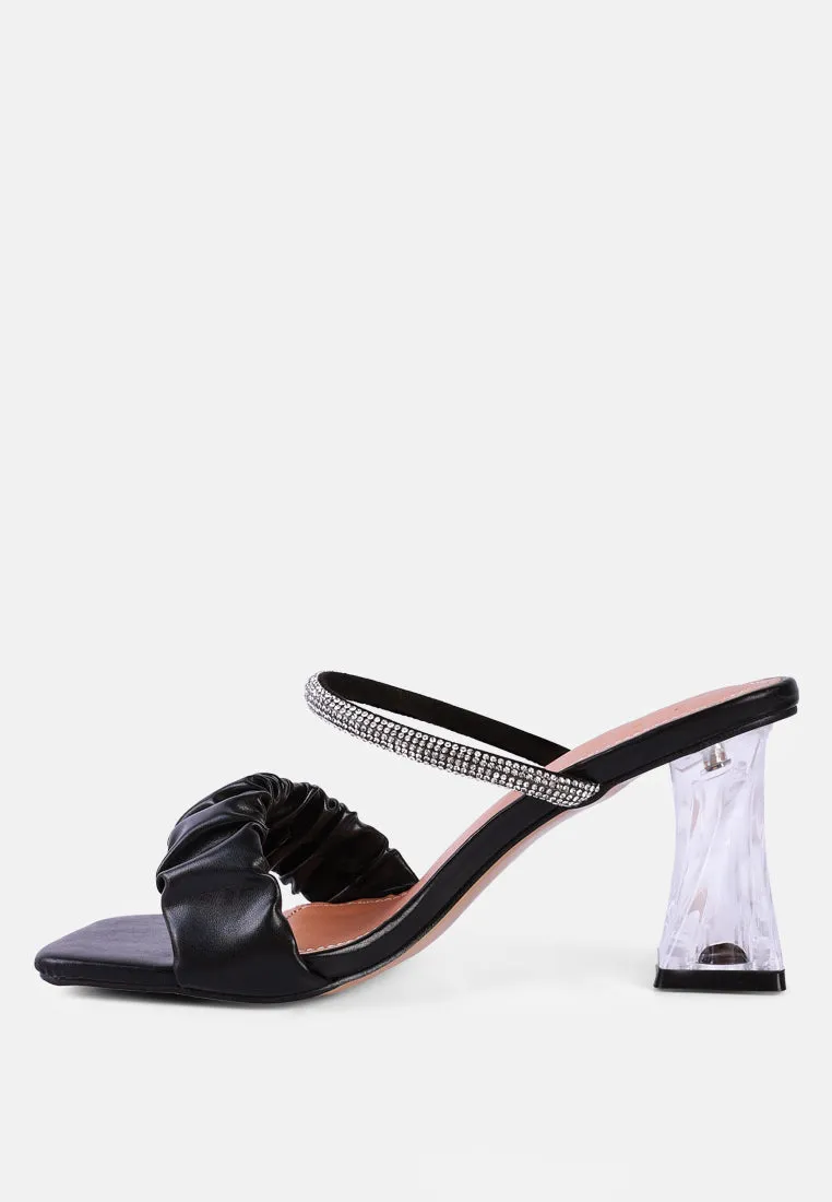 Date Look Clear Heel Rhinestone Sandals By Ruw