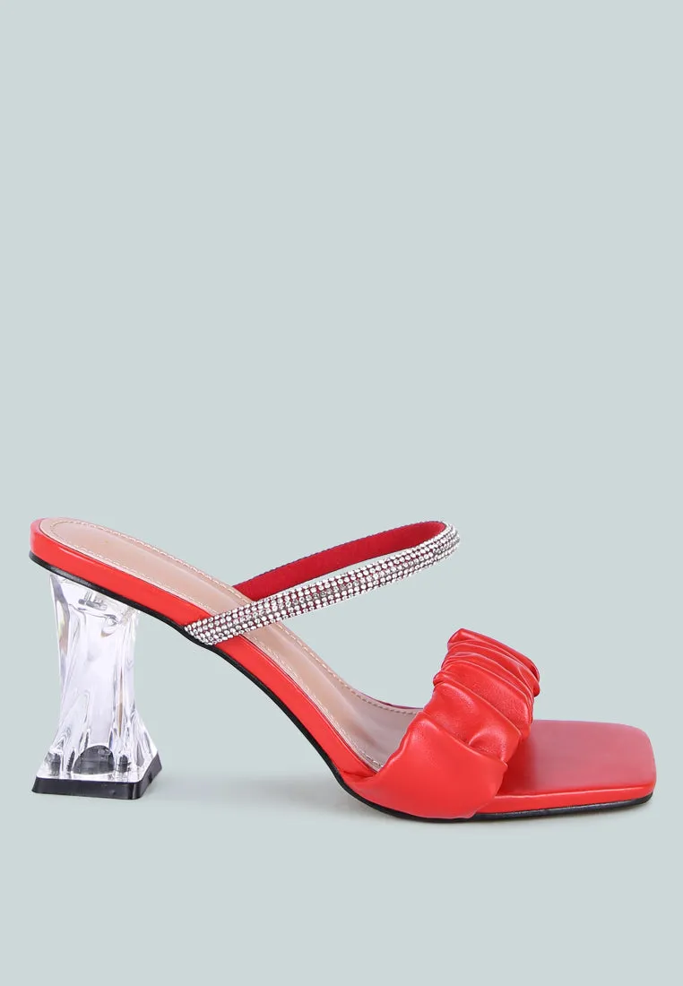 Date Look Clear Heel Rhinestone Sandals By Ruw