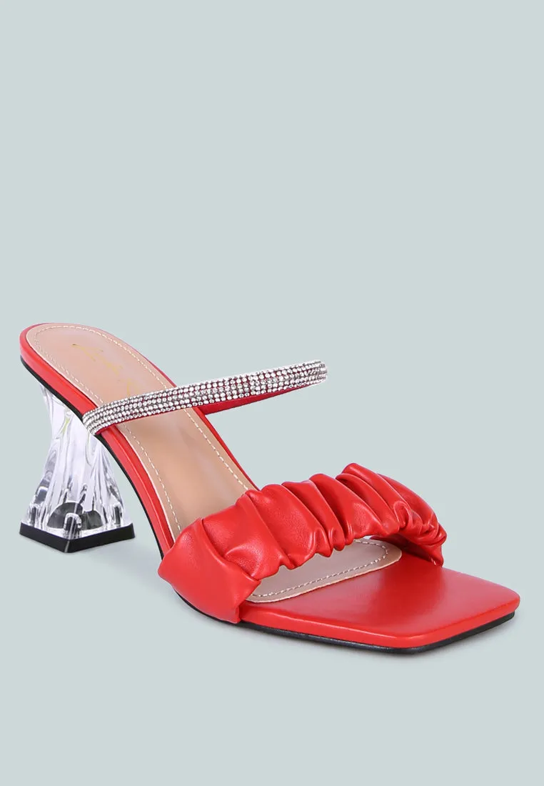 Date Look Clear Heel Rhinestone Sandals By Ruw