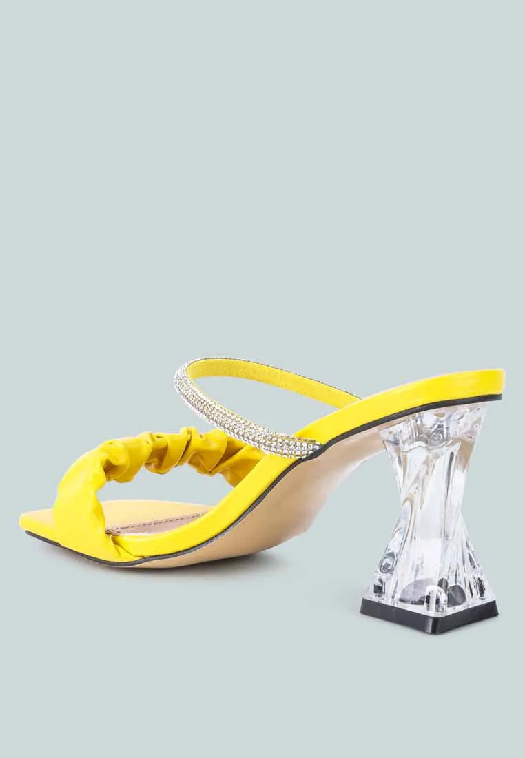 Date Look Clear Heel Rhinestone Sandals By Ruw