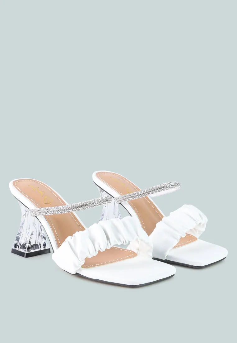 Date Look Clear Heel Rhinestone Sandals By Ruw