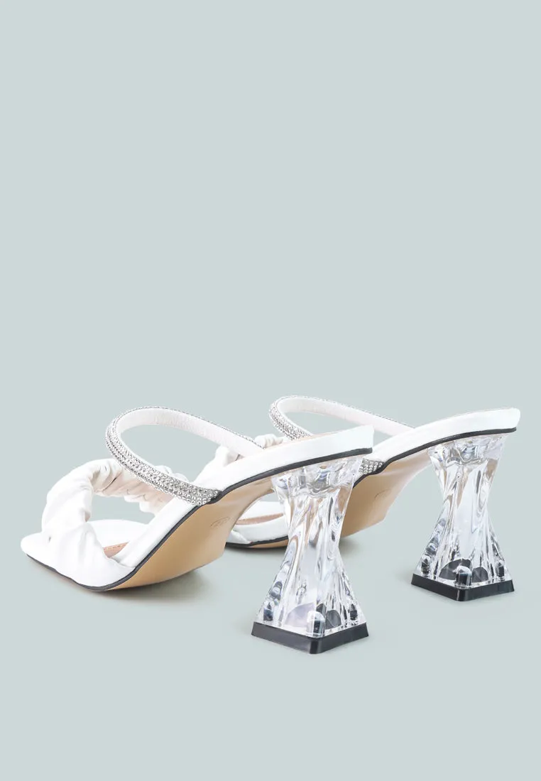 Date Look Clear Heel Rhinestone Sandals By Ruw