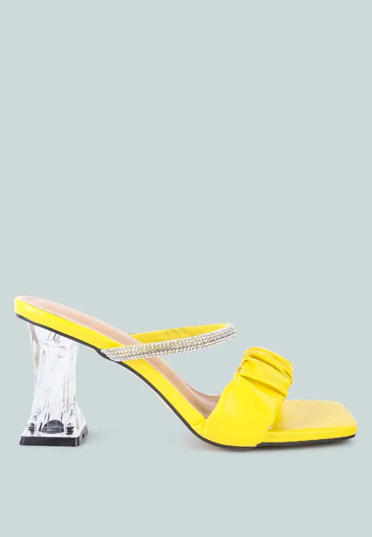 Date Look Clear Heel Rhinestone Sandals By Ruw