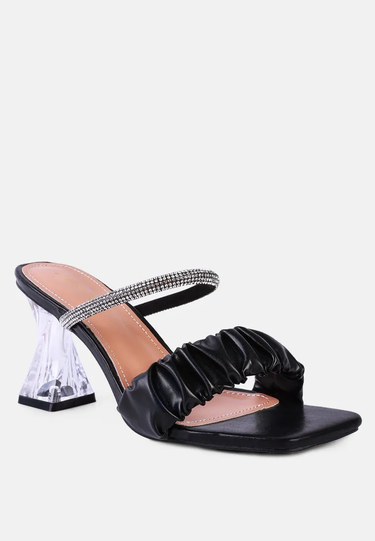Date Look Clear Heel Rhinestone Sandals By Ruw