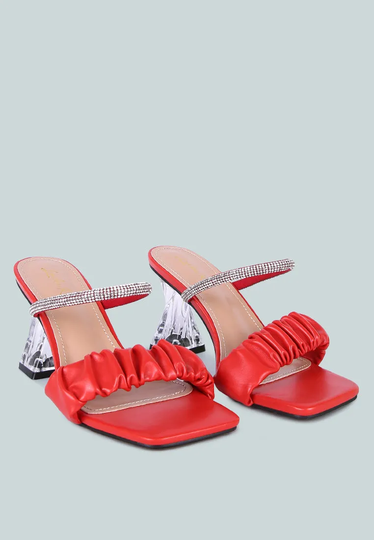 Date Look Clear Heel Rhinestone Sandals By Ruw