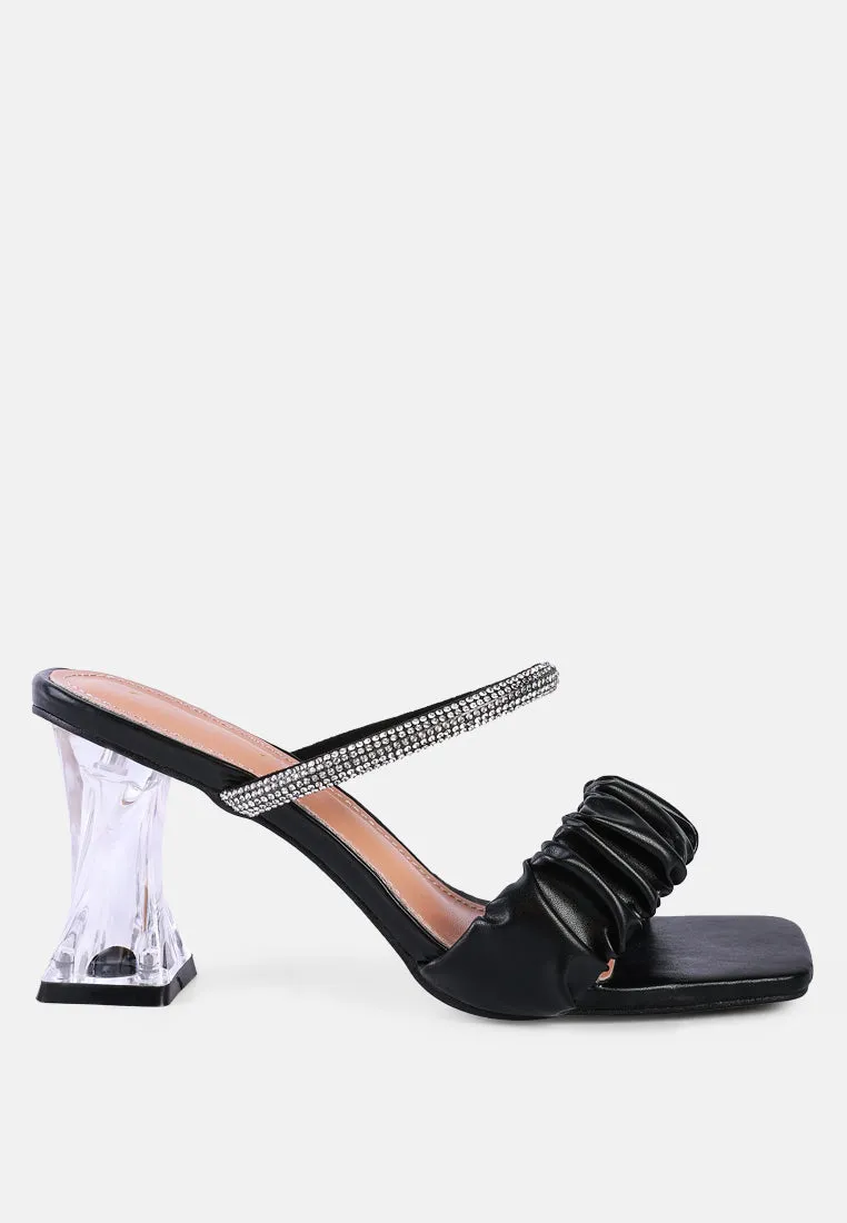 Date Look Clear Heel Rhinestone Sandals By Ruw