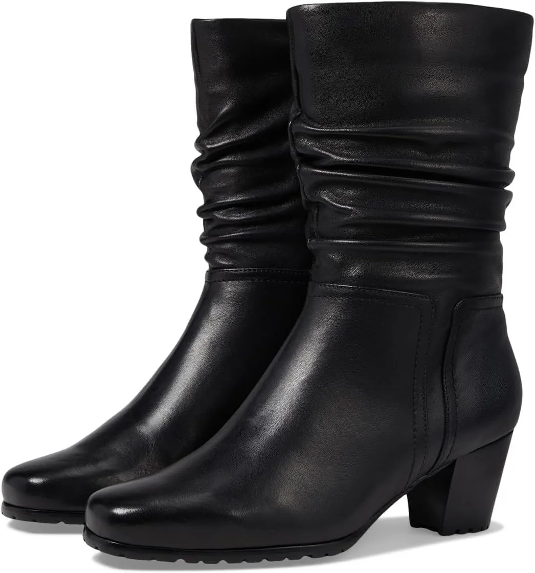 David Tate Women's Dahana Mid Calf Boot, Black Lambskin, 6 X-Wide