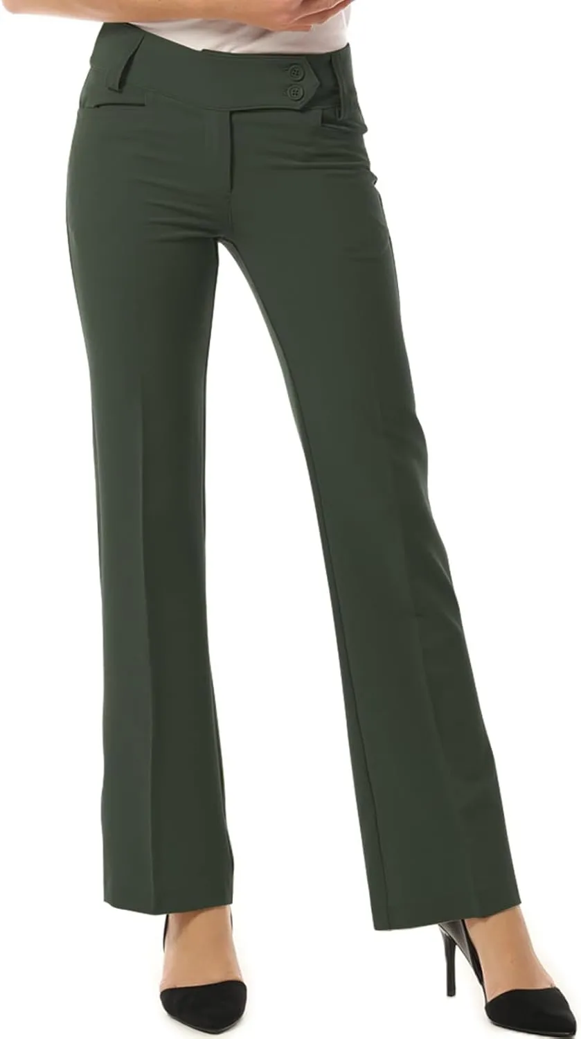 Design by Olivia Women's Relaxed Boot-Cut Office Pants Trousers Slacks