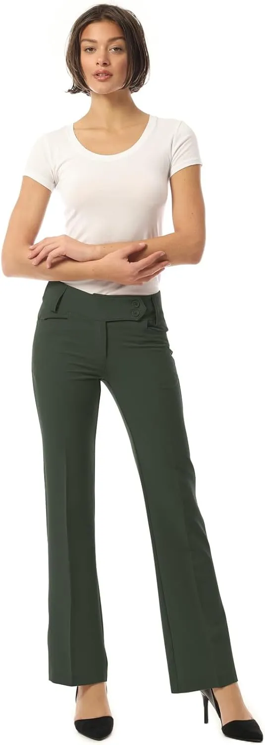 Design by Olivia Women's Relaxed Boot-Cut Office Pants Trousers Slacks