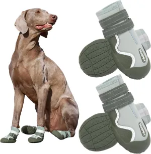 Dog Shoes, Waterproof Dog Booties Paw Protector for Hot Pavement, Snowy Day, Outdoor Walking Skip-Proof Dog Shoes Green 2.8in L