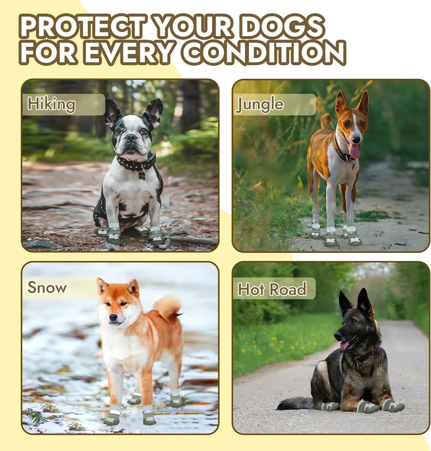 Dog Shoes, Waterproof Dog Booties Paw Protector for Hot Pavement, Snowy Day, Outdoor Walking Skip-Proof Dog Shoes Green 2.8in L