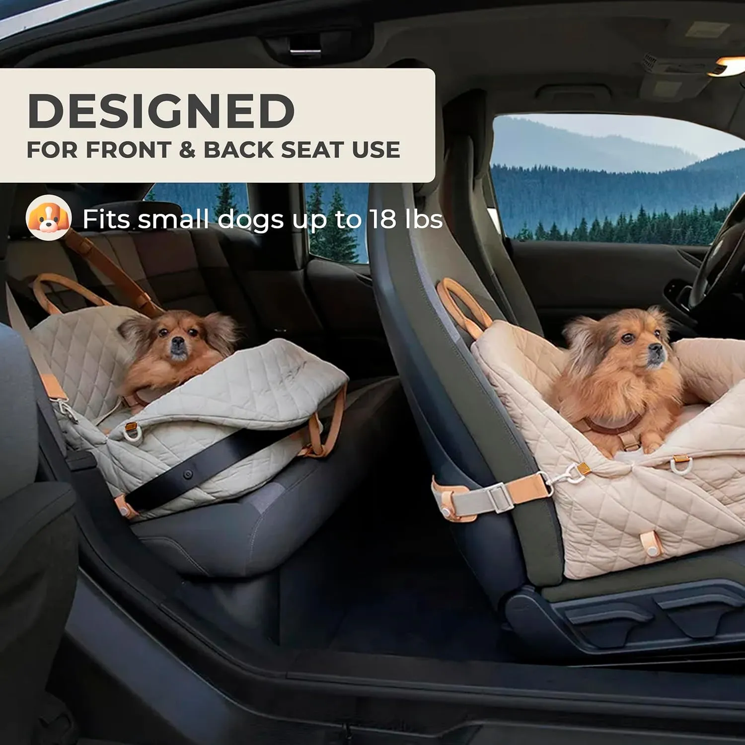Dog Travel Bag 3-in-1 Pet Carrier and Puppy Car Seat with Small Cat Pillow, Storage Pocket, Clip-On Safety Leash, Waterproof Small Dog Carrier, Grey