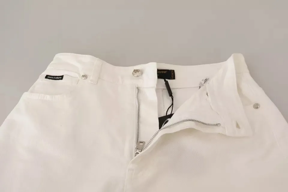 Dolce & Gabbana White MONICA Boot Cut Cotton Denim Jeans