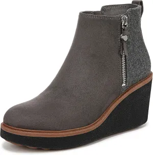 Dr. Scholl's Womens Amber Wedge Boot Greystone Microfiber/Wool 6 M
