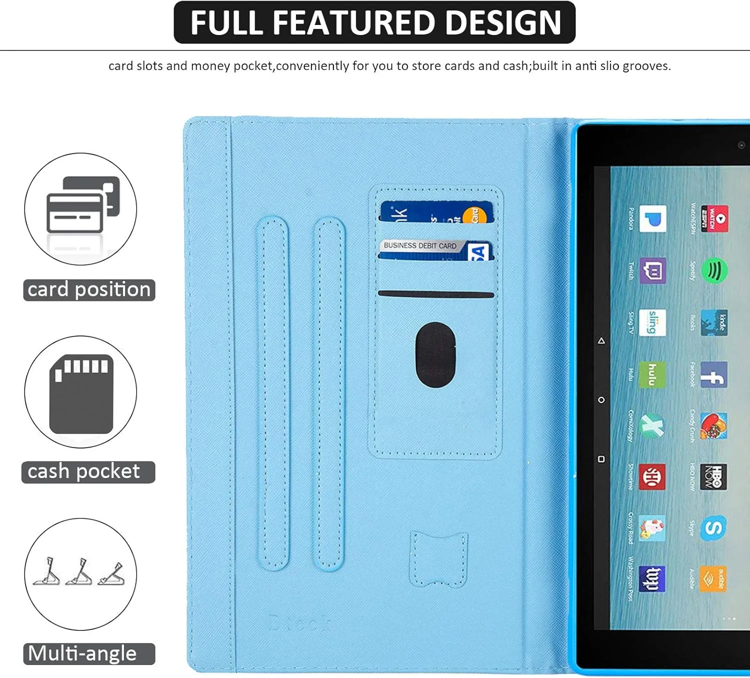 Dteck Case for All-New Fire HD 10 (9th/7th/5th Generation, 2019/2017/2015 Release) - Slim Faux Leather Folio Stand Smart Cover with Auto Wake/Sleep for Kindle HD 10.1 Inch Tablet, Cute Owls